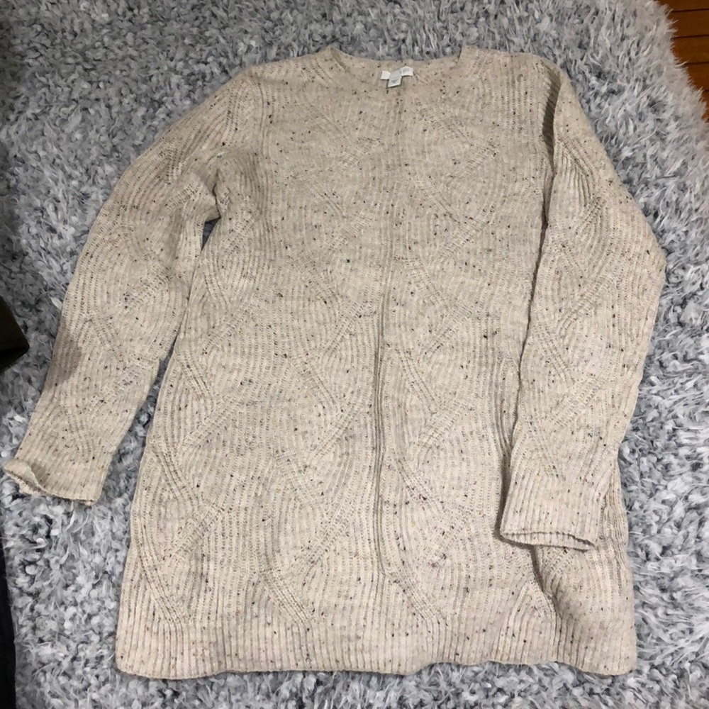 Jjill long cream speckled sweater